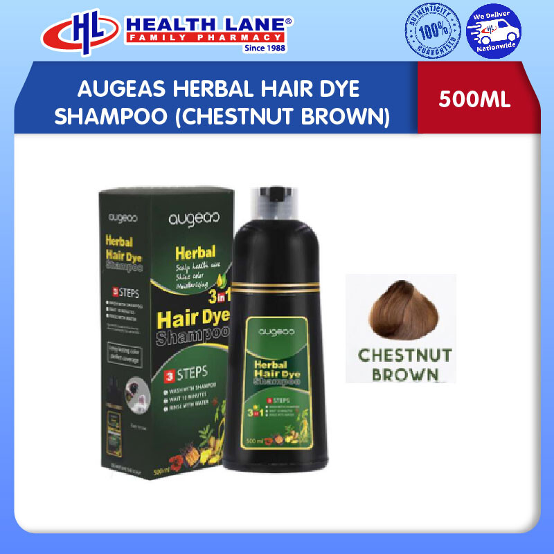 AUGEAS HERBA RAMBUT DYE SYAMPU (CHESTNUT BROWN, 500ML)